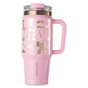 Thyme & Table 32 fl oz Stainless Steel Luna Tumbler in the "Pink & Gold Bows"
